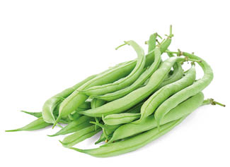 Fresh green beans on white background