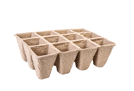 Compostable gardening, cell packs made out of peat fiber, isolated on white.