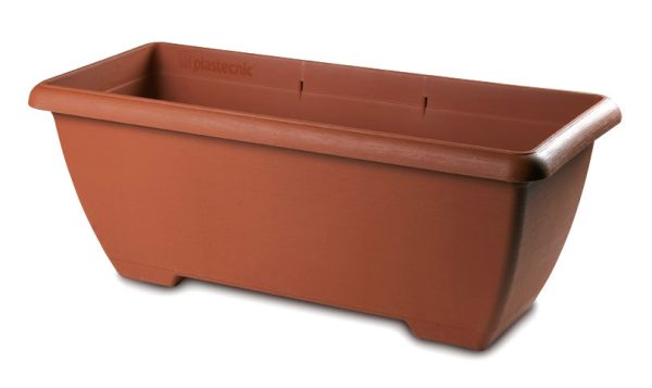Recycled deep trough with saucer terracotta