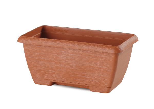 Recycled mini trough with saucer terracotta