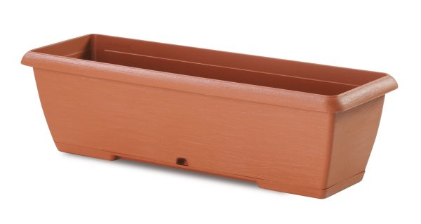 Recycled trough with saucer terracotta